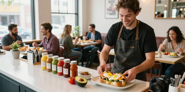 Explore the best brunch Austin offers with NYC-inspired egg sandwiches and vibrant café ambiance.