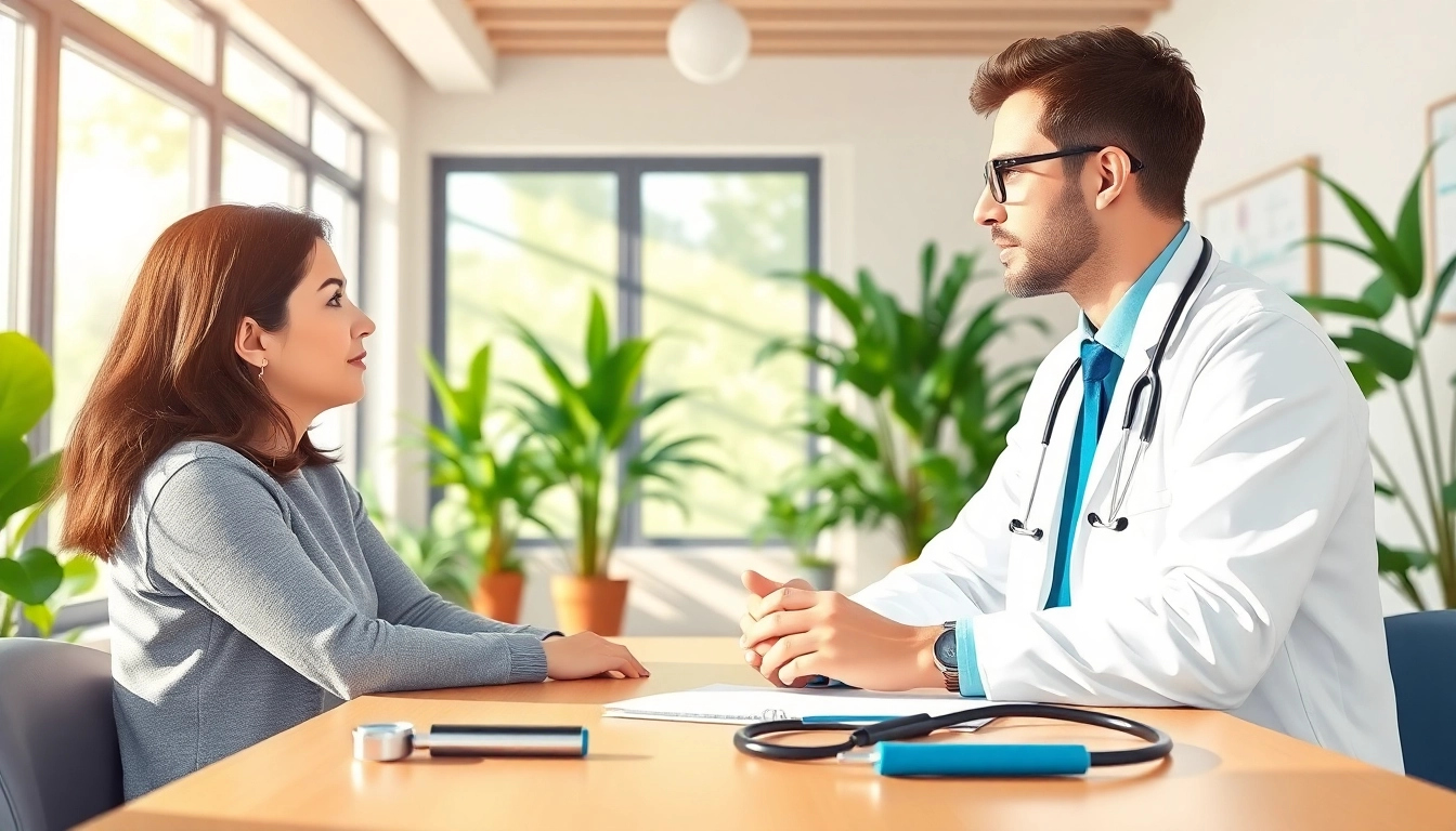 Engaging consultation emphasizing health in a professional clinic environment.