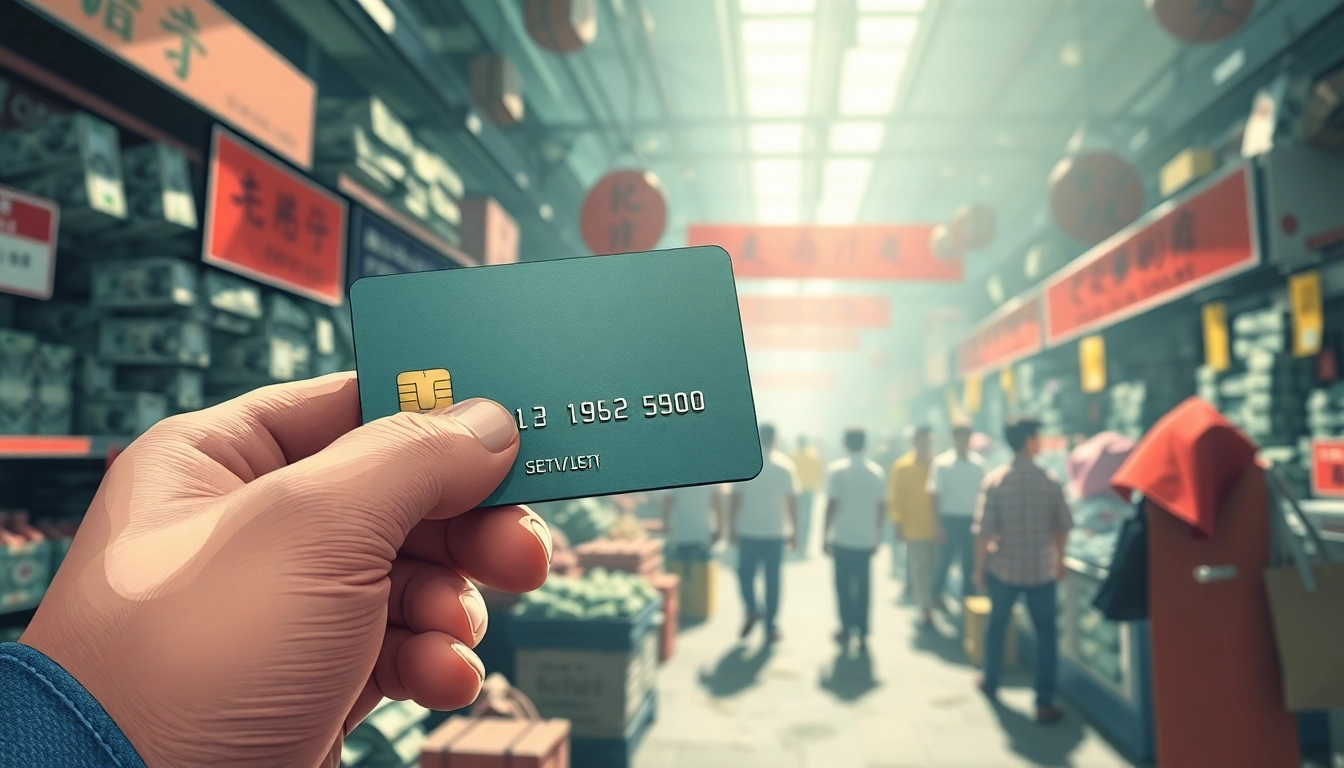 카드깡 행위를 보여주는 손에 신용카드를 들고 있는 장면