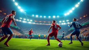 축구중계 중 실시간으로 진행되는 축구 경기의 생동감 있는 장면