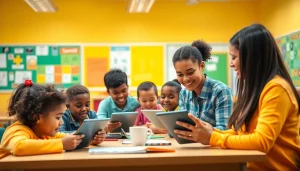 Enhance education through collaboration in a bright, colorful classroom setting.