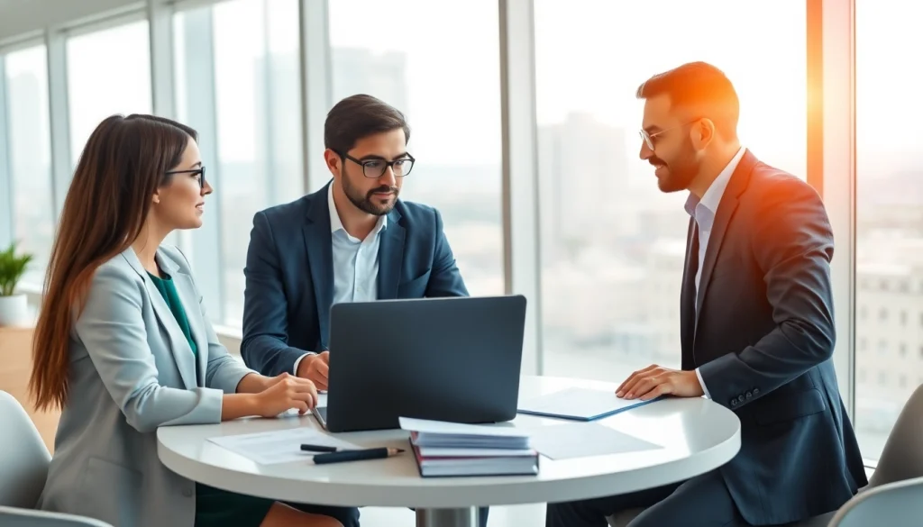 Consultation on tax planning and wealth management strategies in a modern office setting.