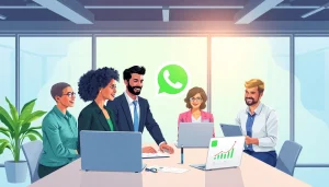 Optimize customer interactions with WhatsApp Business CRM in a vibrant business environment.