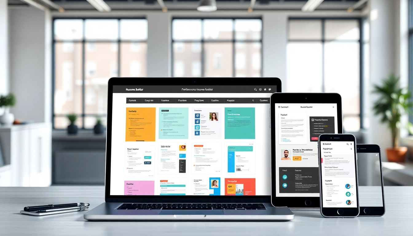 Create a standout resume using the Resume Builder interface with various template designs.