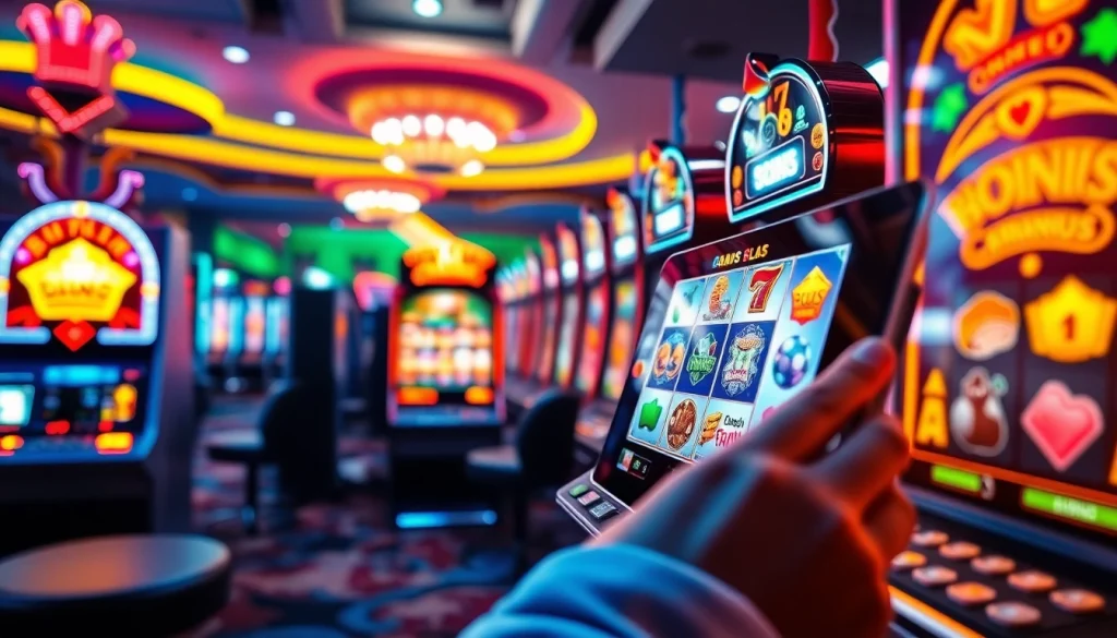 Engaging online gaming scene showcasing hoki138 pro slot machines with bright colors and dynamic interface.