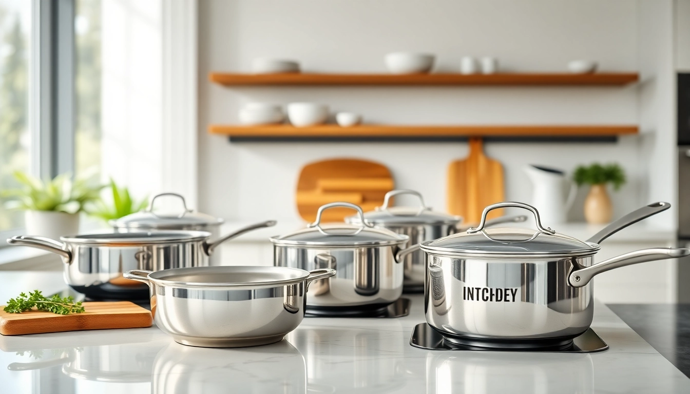 Showcase of the best cookware for induction NZ on a stylish kitchen counter.