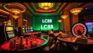 Experience thrilling gameplay at lc88 casino with luxurious tables and vibrant slot machines.