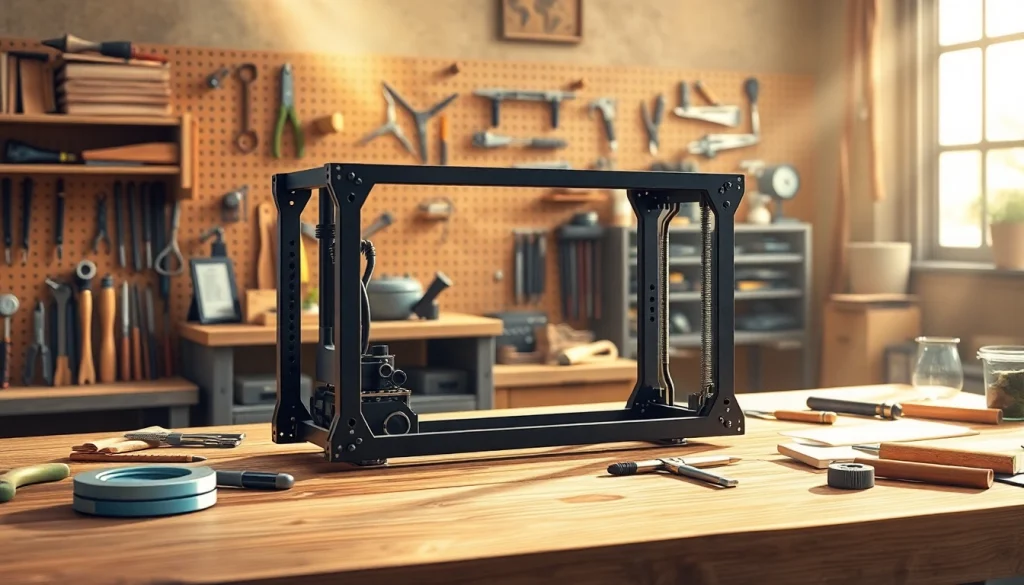 Build your custom pf940v2 frame kit with precision tools on a workbench.