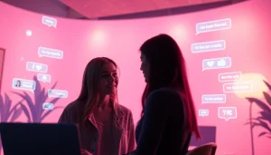 Engaging sex chat AI characters in a modern virtual environment.