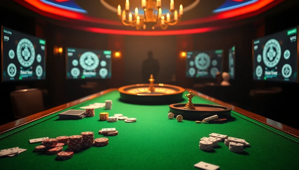 The hidden wiki highlights thrilling casino action with a poker table, cards, and chips in an elegant setting.