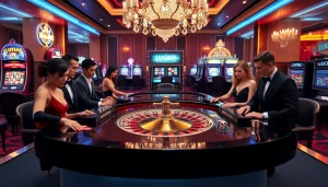 Người chơi tận hưởng các trò chơi hấp dẫn tại casino LUCK8 với bàn chơi sống động và bầu không khí sang trọng.