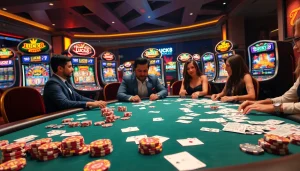 LUCK8: Bàn poker với các chip nhiều màu và lá bài tạo nên bầu không khí đầy phấn khích