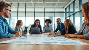 Find companies hiring sales reps in a vibrant office setting with diverse professionals collaborating on strategies.