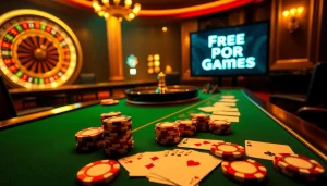 Engaging poker scene featuring vibrant colors and betting chips, highlighting free porn games.