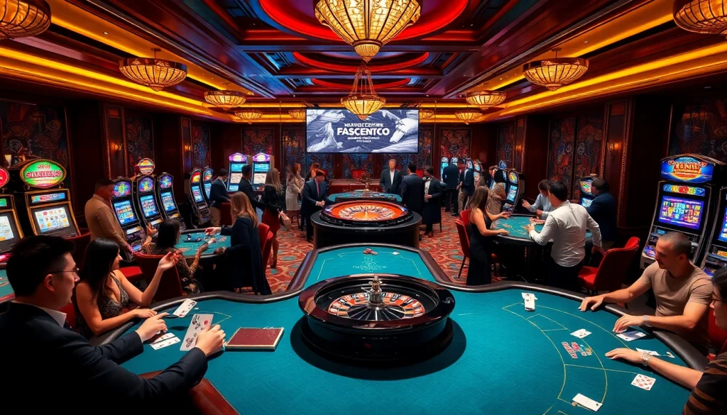 Thrilling gameplay at a luxurious casino with elaborate tables featuring https://hanoiculturetravel.com/ and vibrant slot machines.