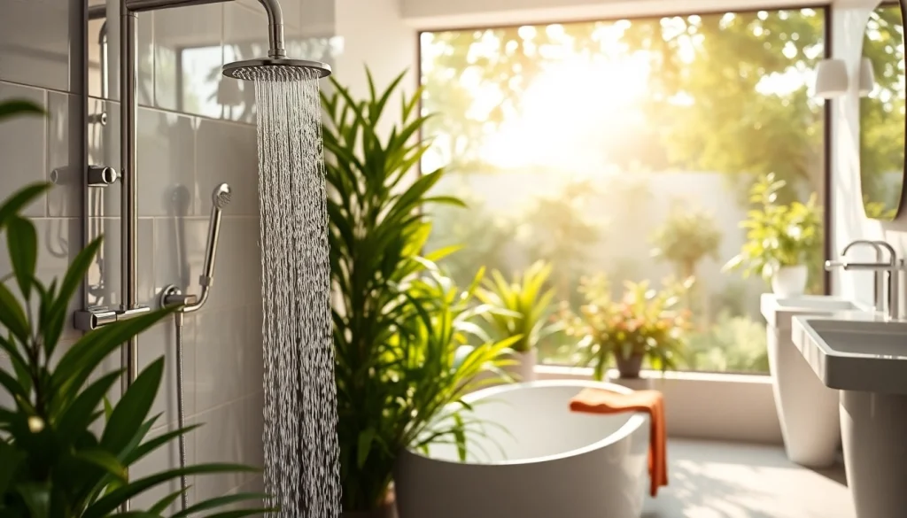 Beautify your space with a sunny shower USA installation and elegant design details.
