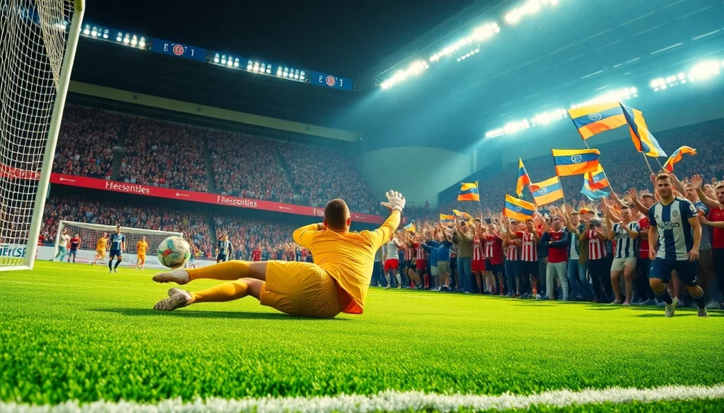 ชม ผลบอลบ้าน ในขณะที่ผู้รักษาประตูดำน้ำเพื่อเซฟลูกบอลจากการยิง