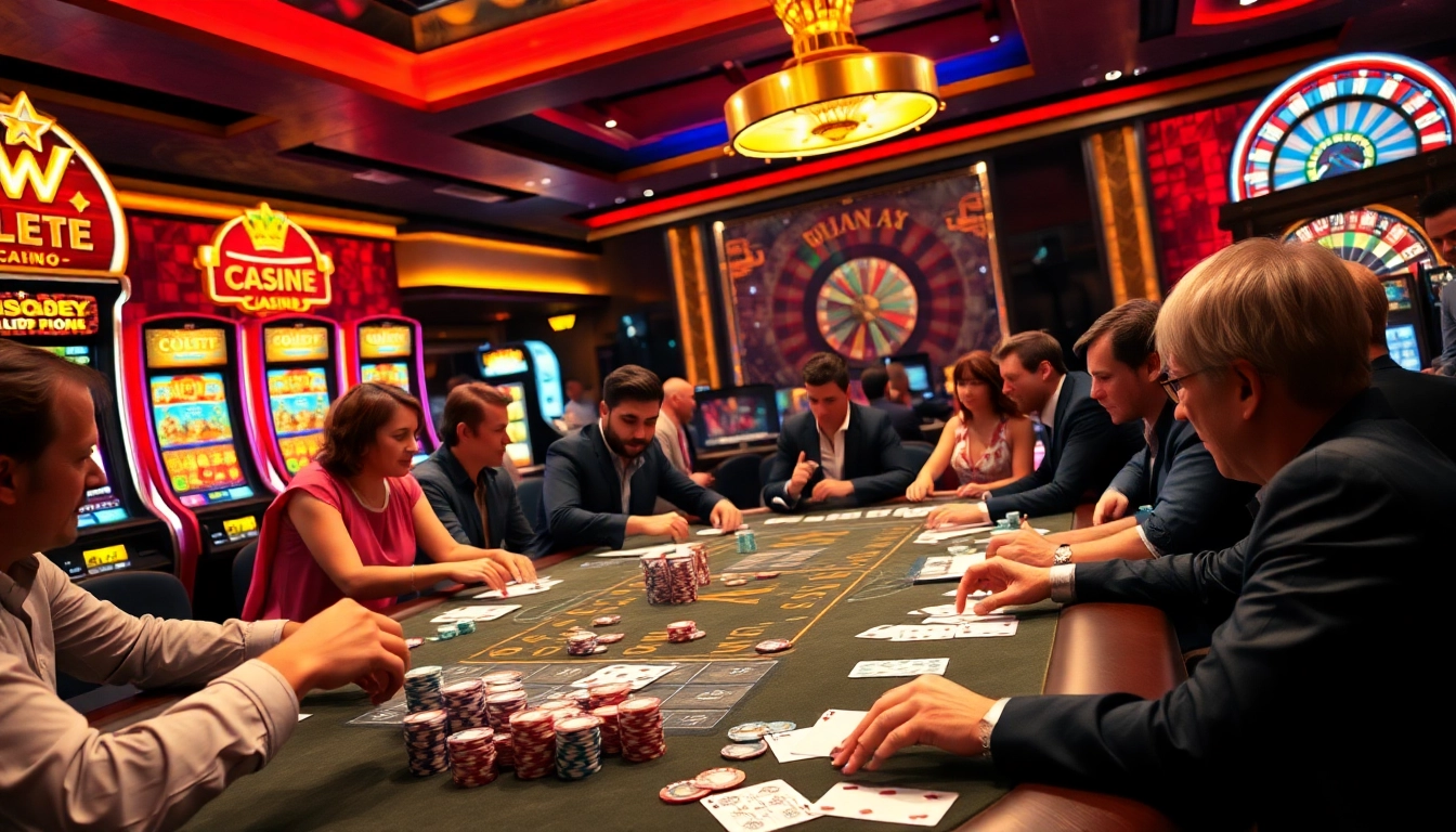 Experience sbobet excitement at a bustling casino table with vibrant chips and cards.