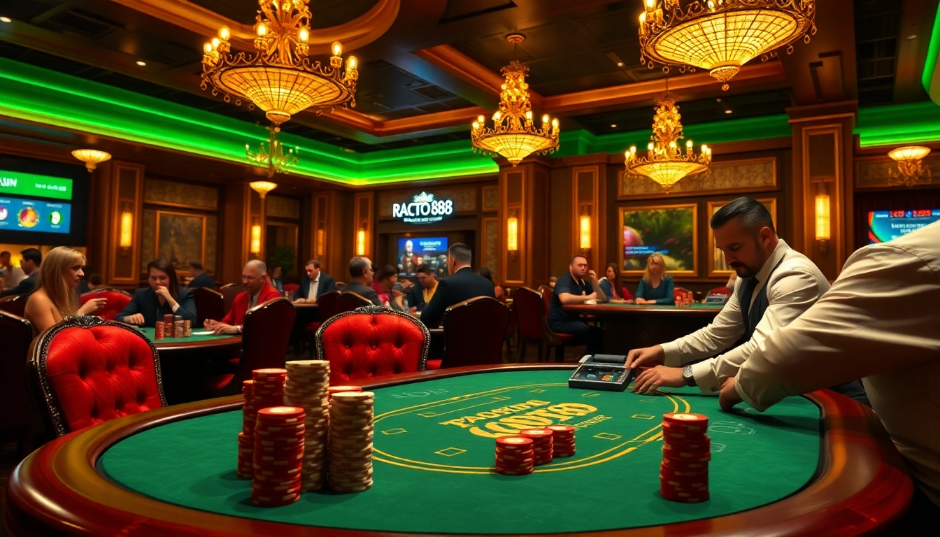 Exciting poker game at raja toto88 casino with focused players and luxurious decor.