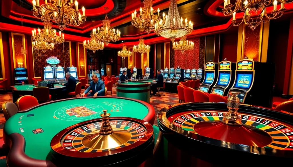 Atmosphère de jeu captivante aux meilleurs casinos en ligne avec des joueurs de poker et des machines à sous vibrantes