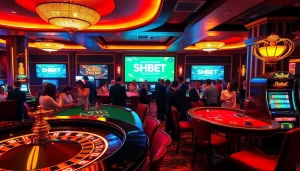Experience thrilling gameplay at SHBET's casino with vibrant tables and dynamic slot machines.