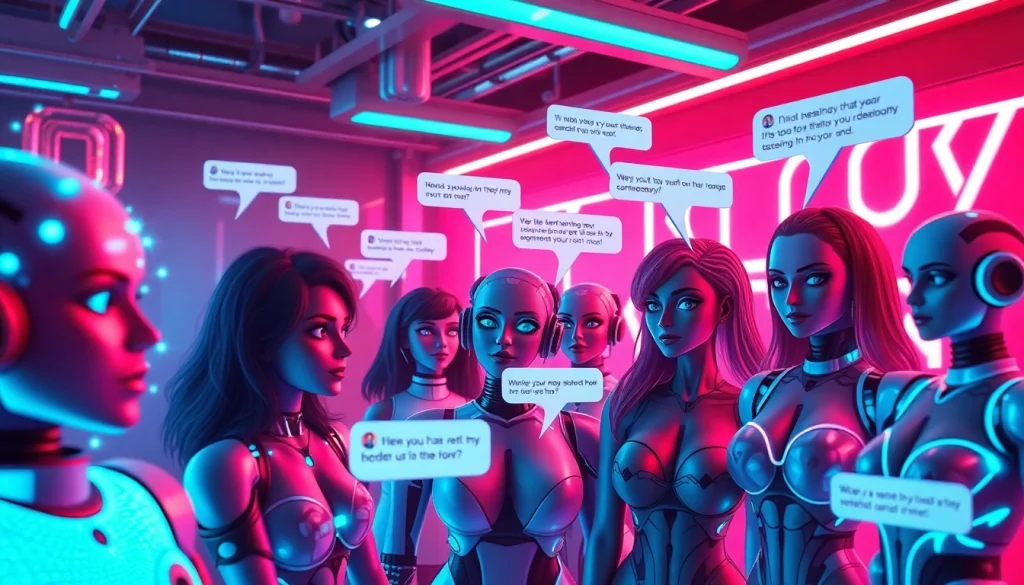 Engaging scene of best nsfw ai chatbots interacting with users in a vibrant digital environment.