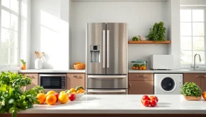Showcase of affordable appliance in a stylish kitchen, featuring sleek design and vibrant colors.