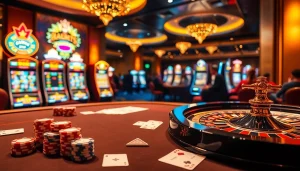 Découvrez l'excitation des meilleurs casinos en ligne avec des tables de jeu vibrantes et un décor luxueux.
