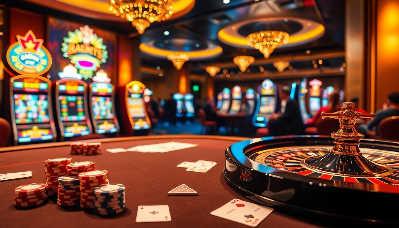 Découvrez l'excitation des meilleurs casinos en ligne avec des tables de jeu vibrantes et un décor luxueux.